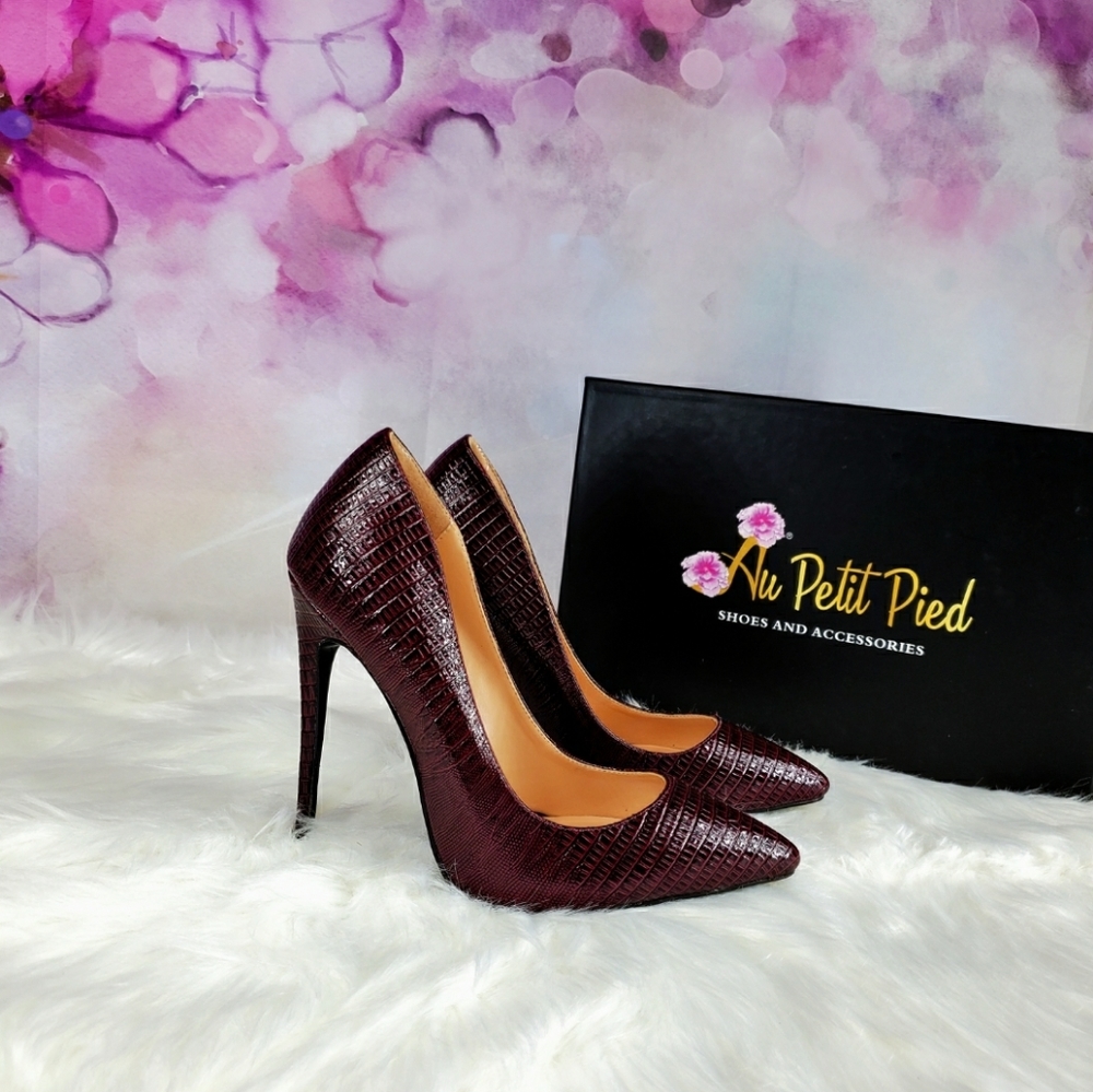 Maroon alligator heels